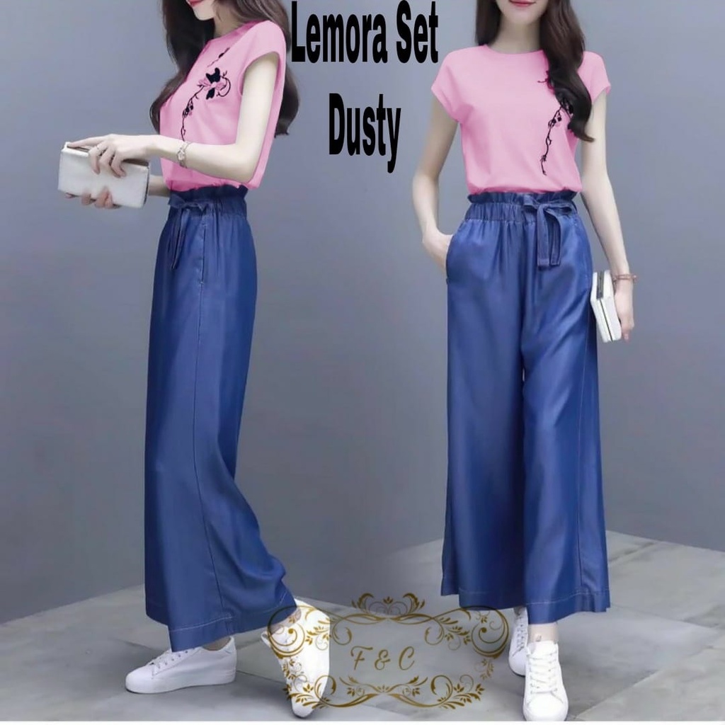 Setelan Celana Kulot Lemora Fit To L/ Set Fashion Wanita