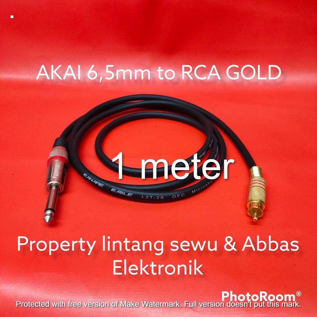 KABEL JEK AKAI 6,5MM TO RCA GOLD  1 METER