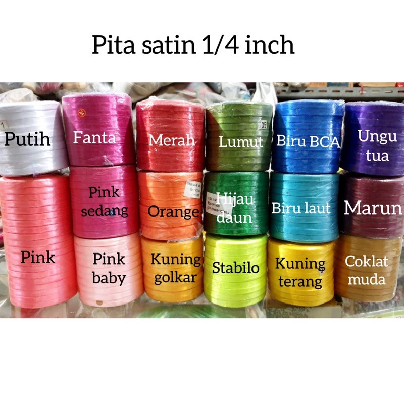 

Pita Satin 1/4 inch / pita saten lebar 0,6 cm 6 mm GROSIR