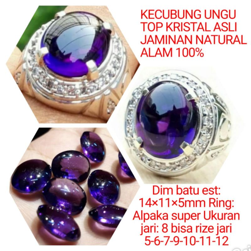 CINCIN BATU KECUBUNG TOP KRISTAL ASLI NATURAL 100%
