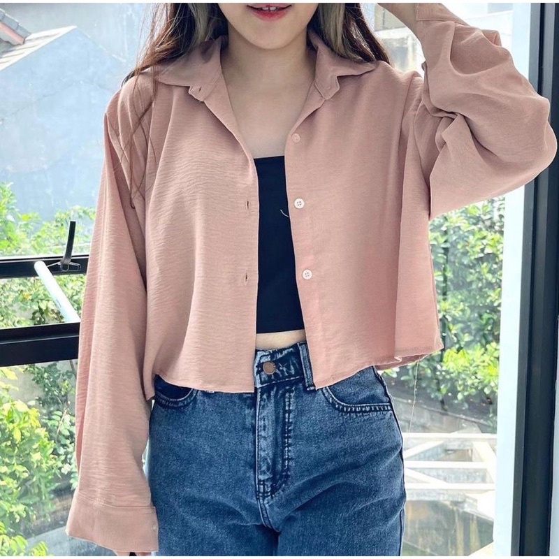 BEFAST - ZRD OOTD Wanita Kemeja MAYA / VIOLIN KEMEJA CROP / Kemeja Kasual / Atasan Fashion Wanita kekinian / Kemeja Lengan Panjang / Kemeja Bisa Di Jadikan Outer / OOTD Rrmaja Ala Style Korean