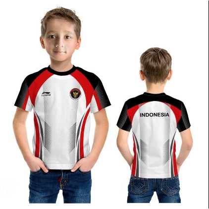 Kaos anak Tshirt baju jersey badminton bulu tangkis indonesia putih olimpiade tokyo 2020-2021 bisa t