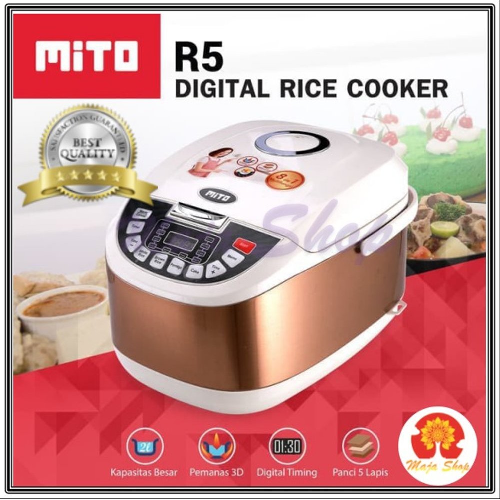 Mito R 5 digital rice cooker 2 L dengan 8in1 memasak nasi.mengukus,menggoreng 550w