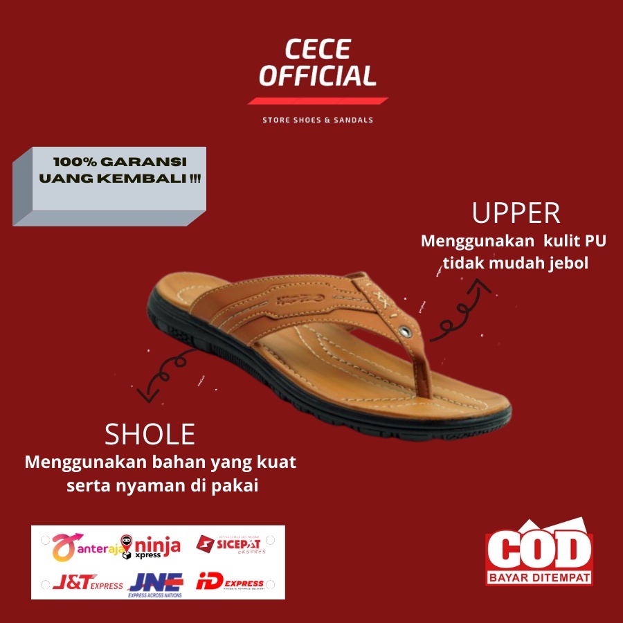 Sendal Outdoor Kulit Pria Kasual Casual Sandal Santai Cowok Pria Jepit Trendy Casual Berkualitas