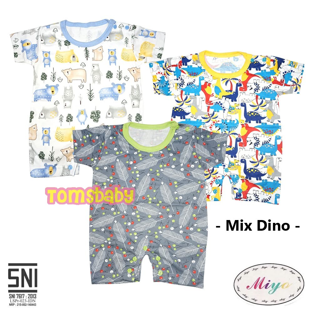 [TOMS] [BUNDLE HEMAT 3pc] MIYO - Jumper Segiempat Baju Kodok Romper Bayi Baby Baru Lahir Motif PRINT Terbaru