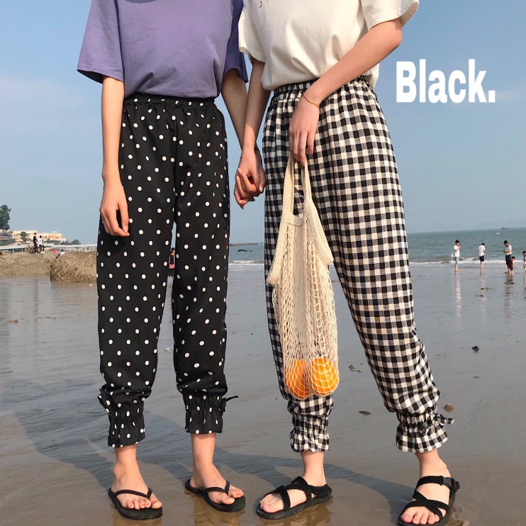 Celana Panjang Lebar Longgar Casual Vintage Motif Kotak Celana Panjang Lebar Longgar Casual Vintage Motif Kotak