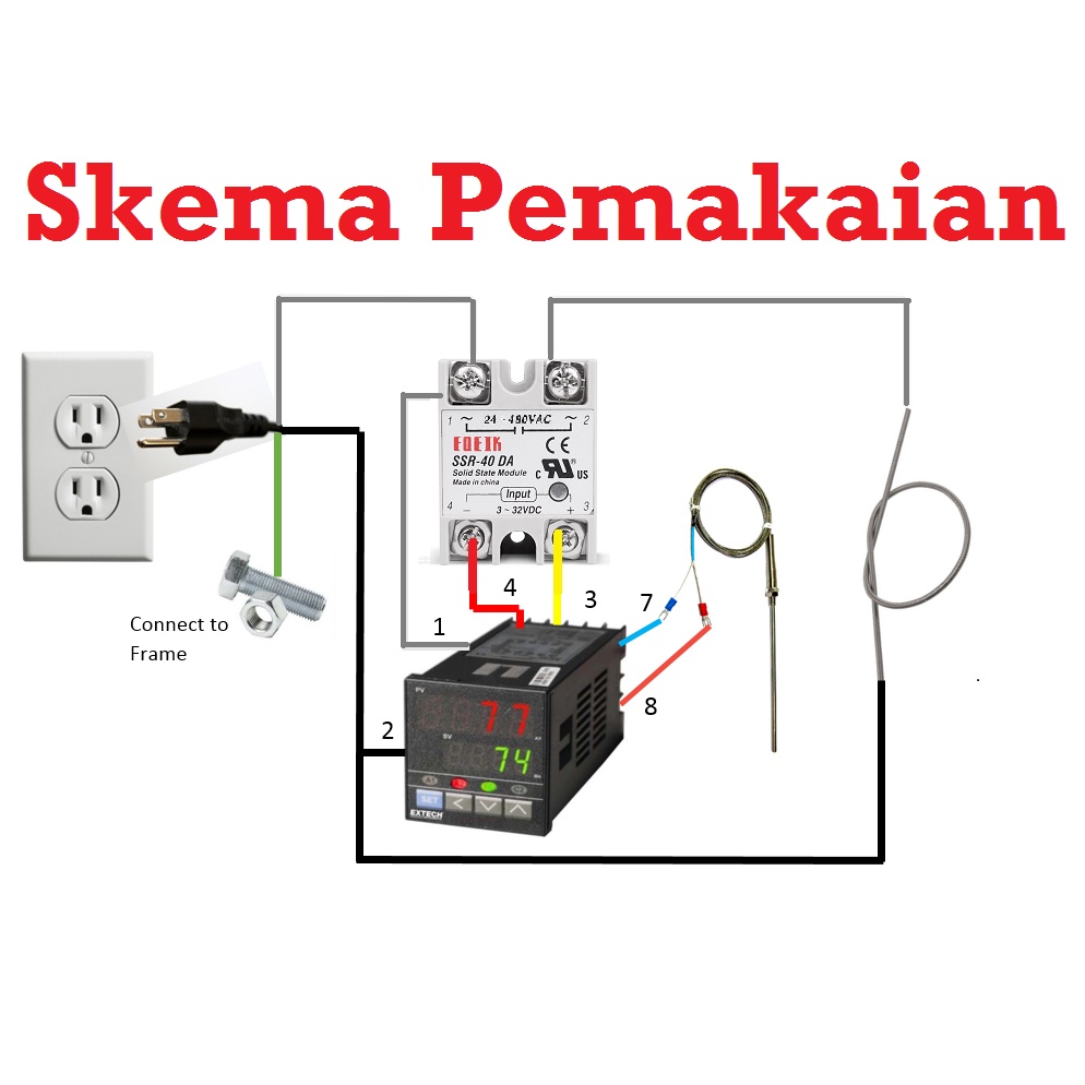 [HAEBOT] Relay Saklar SSR 40DA 40A 3-32VDC 24-380VAC 3-32V DC 24-380V AC Elektromagnetik Switch Coil CNC