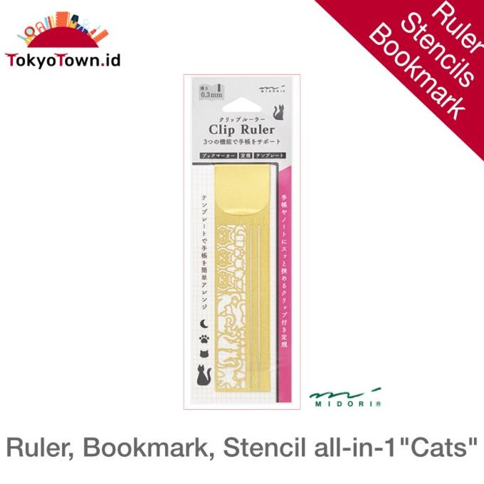 

---Terbartu--- Midori Ruler Stencil Bookmark Cats