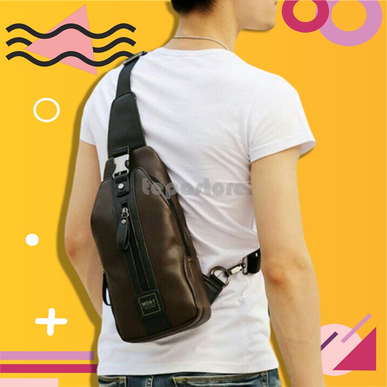 Tas Selempang Pria Cross Shoulder Sophie Martin Hitam Oberon T4990B5 Kerja Kantor Murah Bag Import