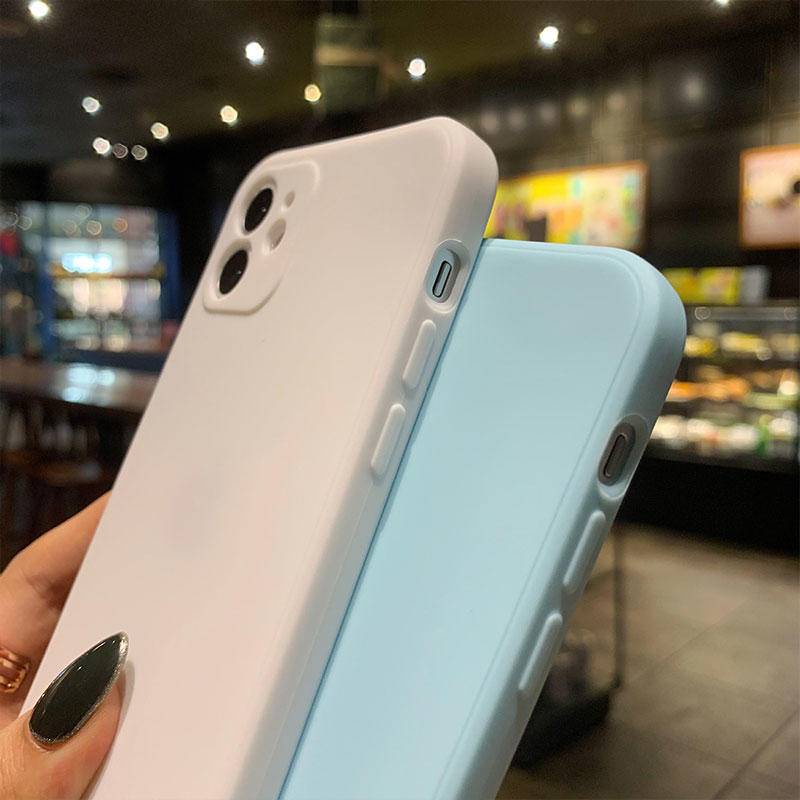 Soft Case Silikon TPU Warna Biru Hitam Untuk iPhone 13 12 11 Pro MAX Mini X XS MAX XR SE 2022 2020 6 6S 7 8 Plus