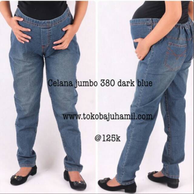 Celana hamil jumbo 380 dark blue