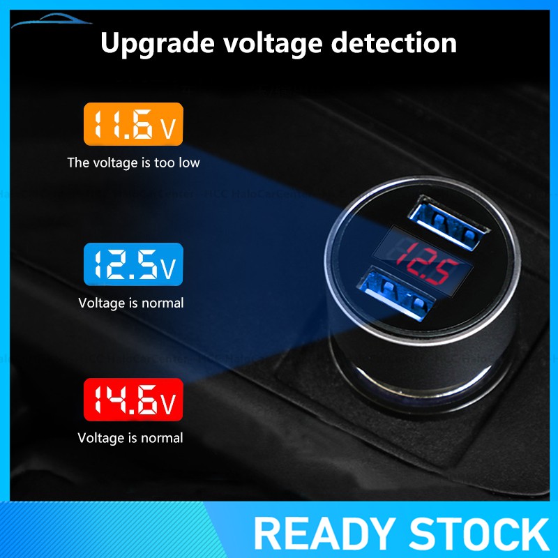 (Ready Stock) Charger Mobil Dual Usb 3.1a 2 Port Dengan Layar Lcd 12-24v Random colour