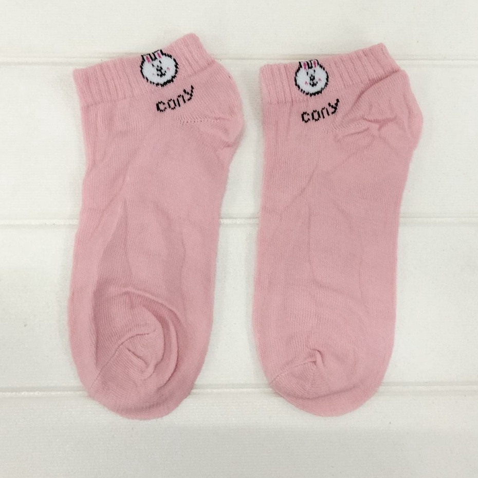 INDOMINI Kaos Kaki Ankle Beruang Kaos Kaki Pendek Semata Kaki Motif Brown Line Unisex R109-KELINCI PINK