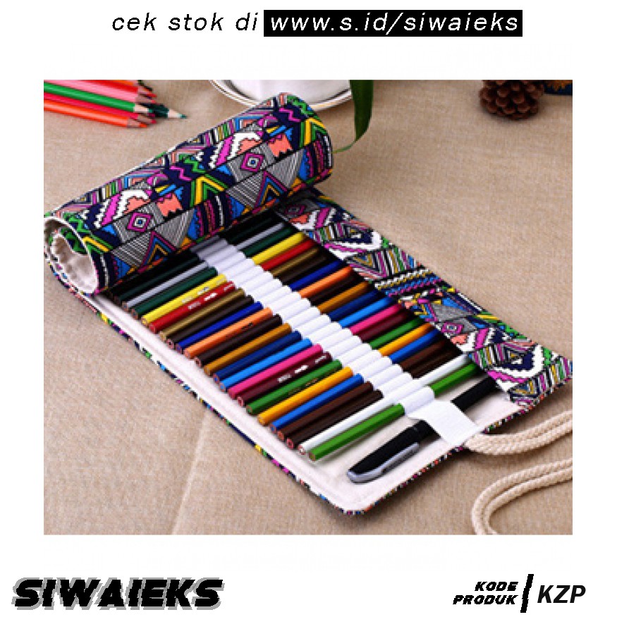 

MARCO Bohemian Tas Tempat Pensil Gulung Canvas 48 Slot 20.5x56cm - EN-71