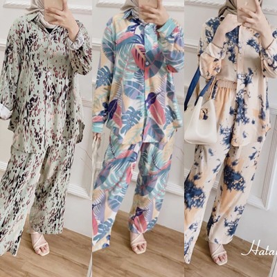 One Set Rayon Motif Busui Hijab kekinian