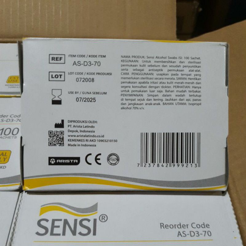 Alkohol Swab SENSI / Sensi Alkohol Swab / Tisu Alkohol 70%