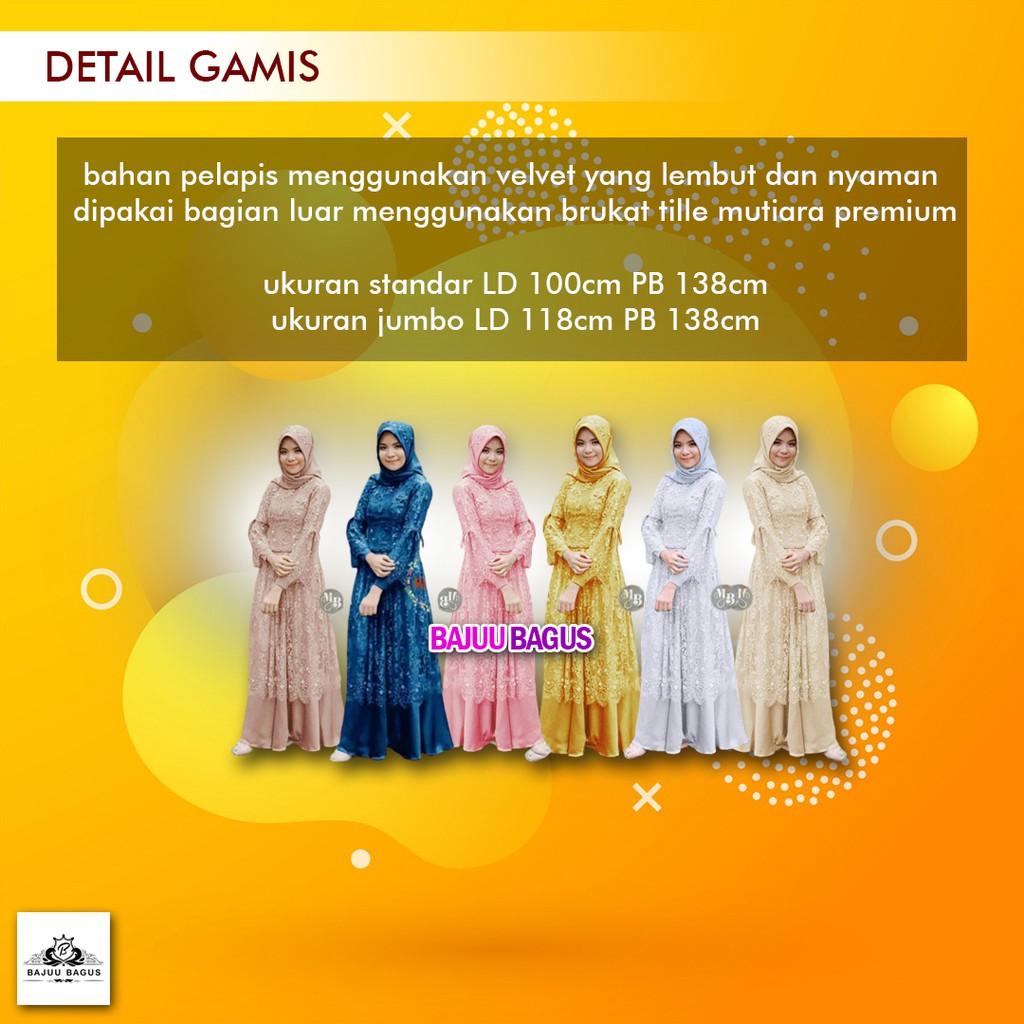 GAMIS BRUKAT PEVITA MUTIARA DRESS MUSLIM TILLE MUTIARA