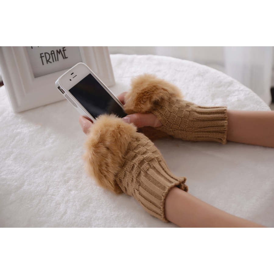 KN-03 half finger winter gloves sarung tangan musim dingin glove bulu halus tebal