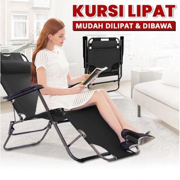 (COD) Kursi Piknik Lipat Longer/ Kasur Lipat Folding Bed /Kursi Malas Lipat Kursi Santai Portable Serbaguna