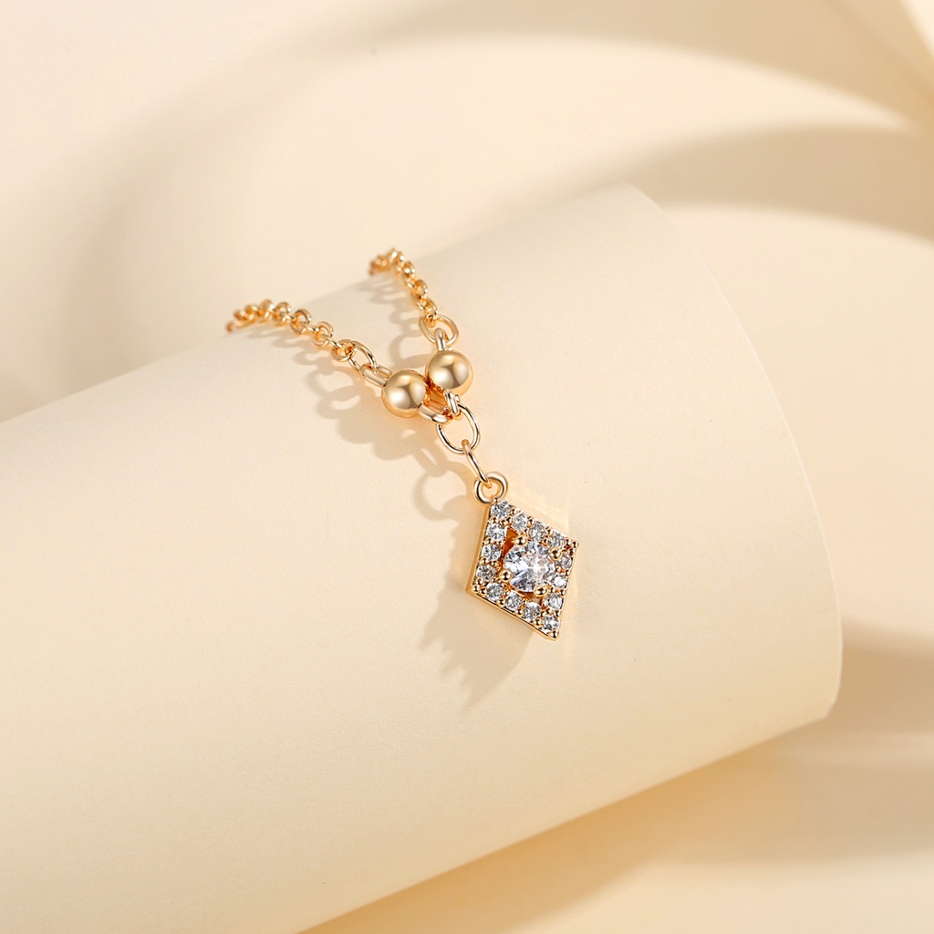 Y629 【COD】 Kalung Liontin Geometri Bberlian Perhiasan Dewasa Lapis Emas Imitasi Aksesoris Wanita Kalung