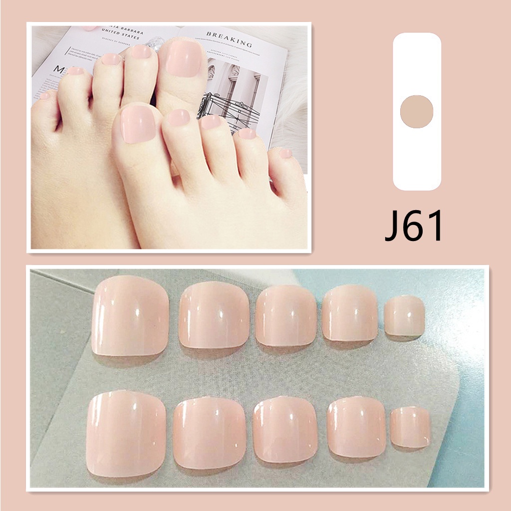 24pcs Kuku Kaki Palsu Dengan Perekat Untuk Nail Art