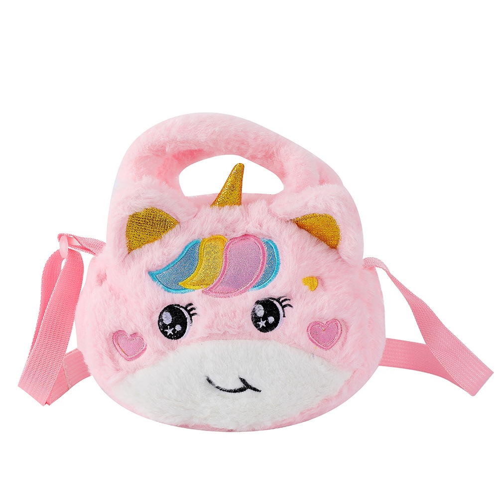 Tas Selempang Bulu Unicorn Sling Bag Anak Perempuan Bulu Unicorn Motif Smile Tas Fashion Unicorn Jalan Jalan Kado Anak Perempuan Import Berkualitas