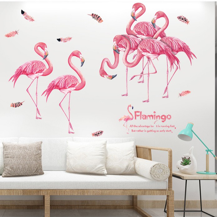 Reliza Wall Sticker Pink Flamingo Stiker Dinding ZY295E