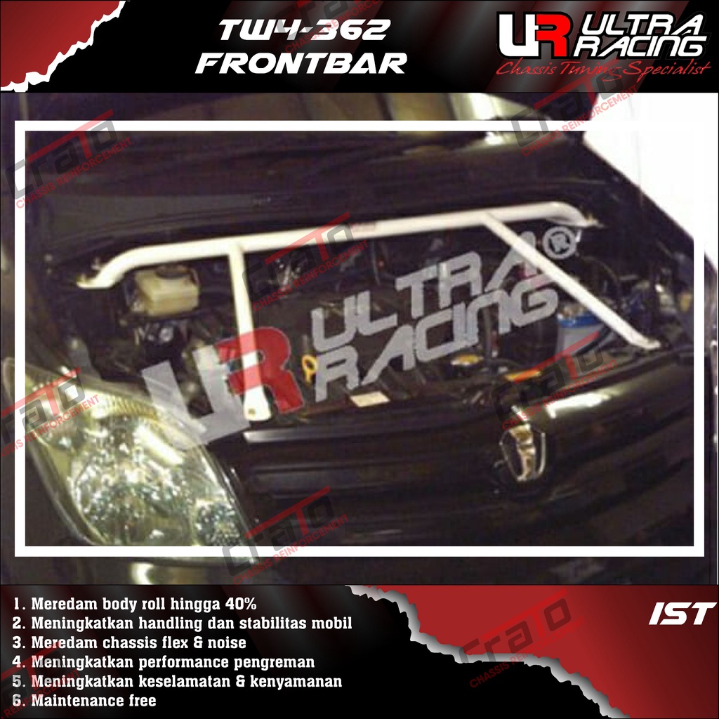 Aksesoris Stabiliser ULTRA RACING Safety Bar - Frontbar Front Strutbar 4 Points - Toyota Ist - TW4-3