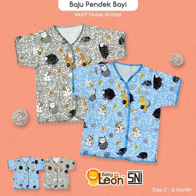 (0-3 Bulan) 1 Pcs Baju Bayi Lengan Pendek BABY LEON DS-111 Baju Bayi Baru Lahir Baju Tidur Bayi Baju