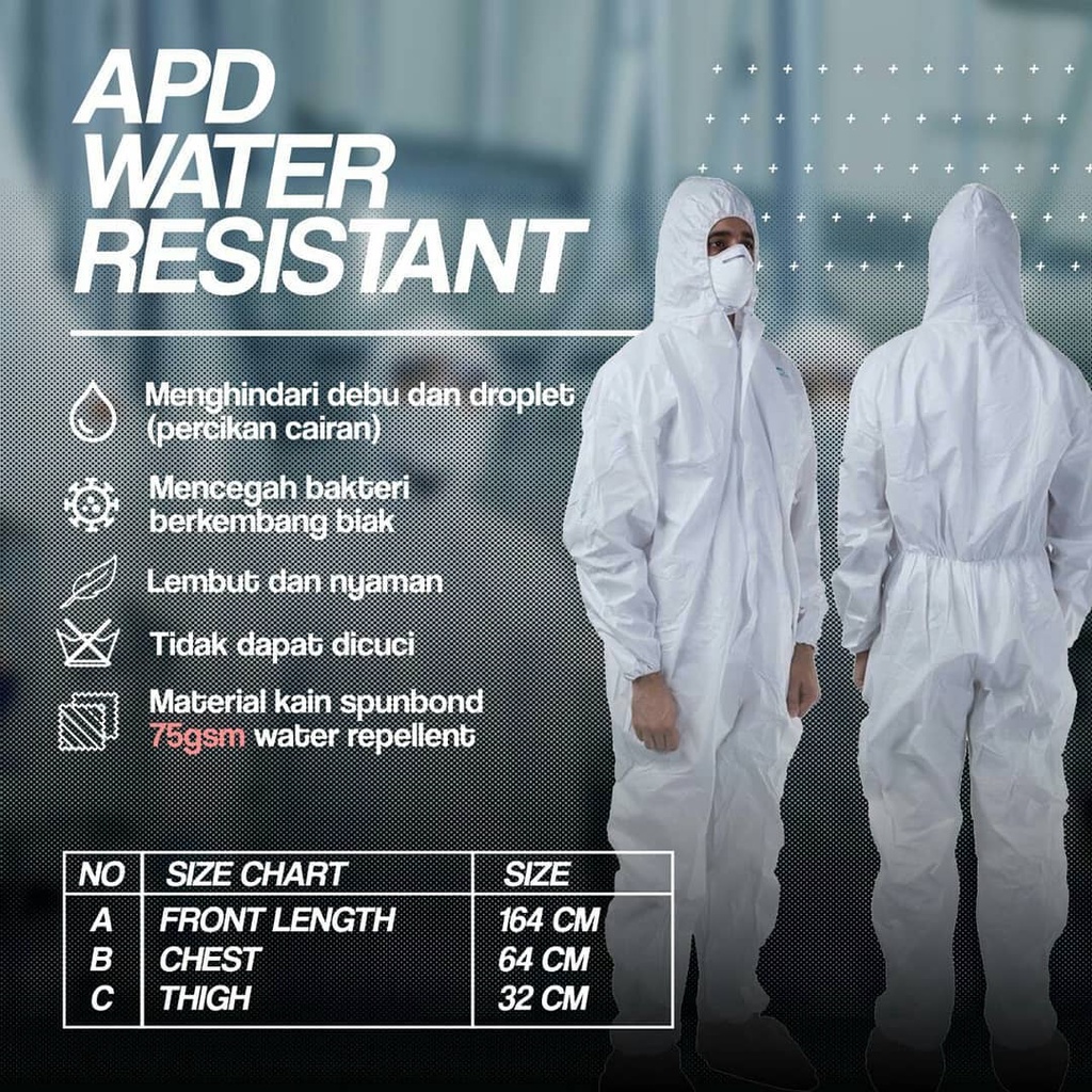 APD GOWN hazmat baju apd medis alat kesehatan bahan spundbond alat pelindung diri suit coverall ori