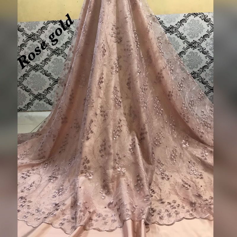 Kain tile akar mutiara/kain bahan brokat tile (motif kemukus)