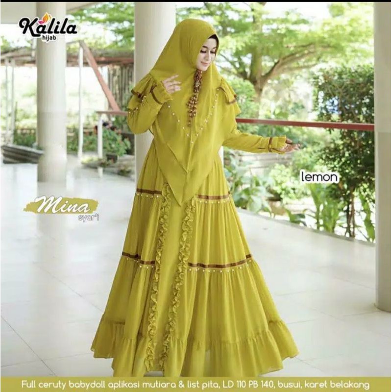Mina Syar'i Gamis ceruty original Kalila termurah