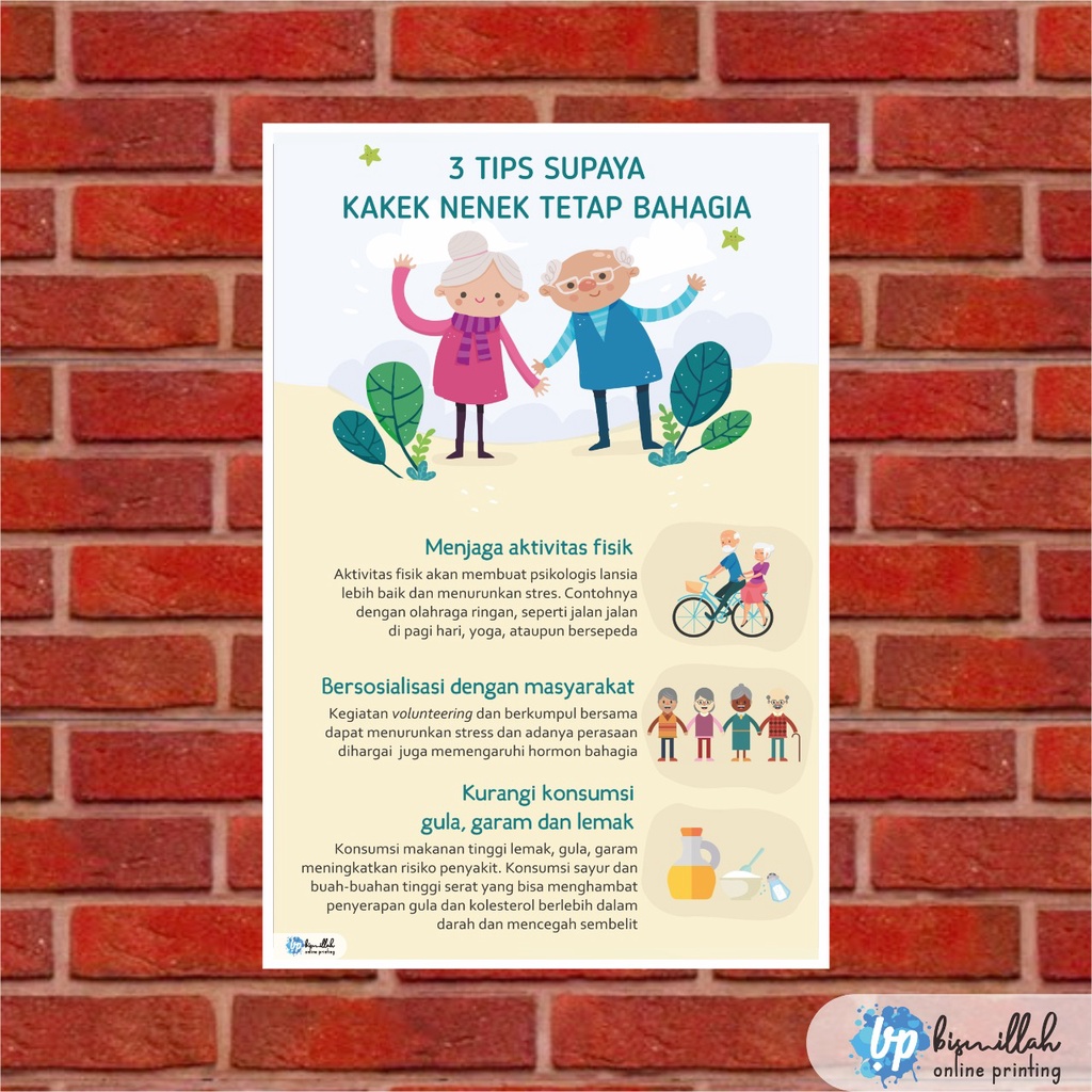 

Poster Kesehatan 3 Tips Supaya Kakek Nenek Tetap Bahagia