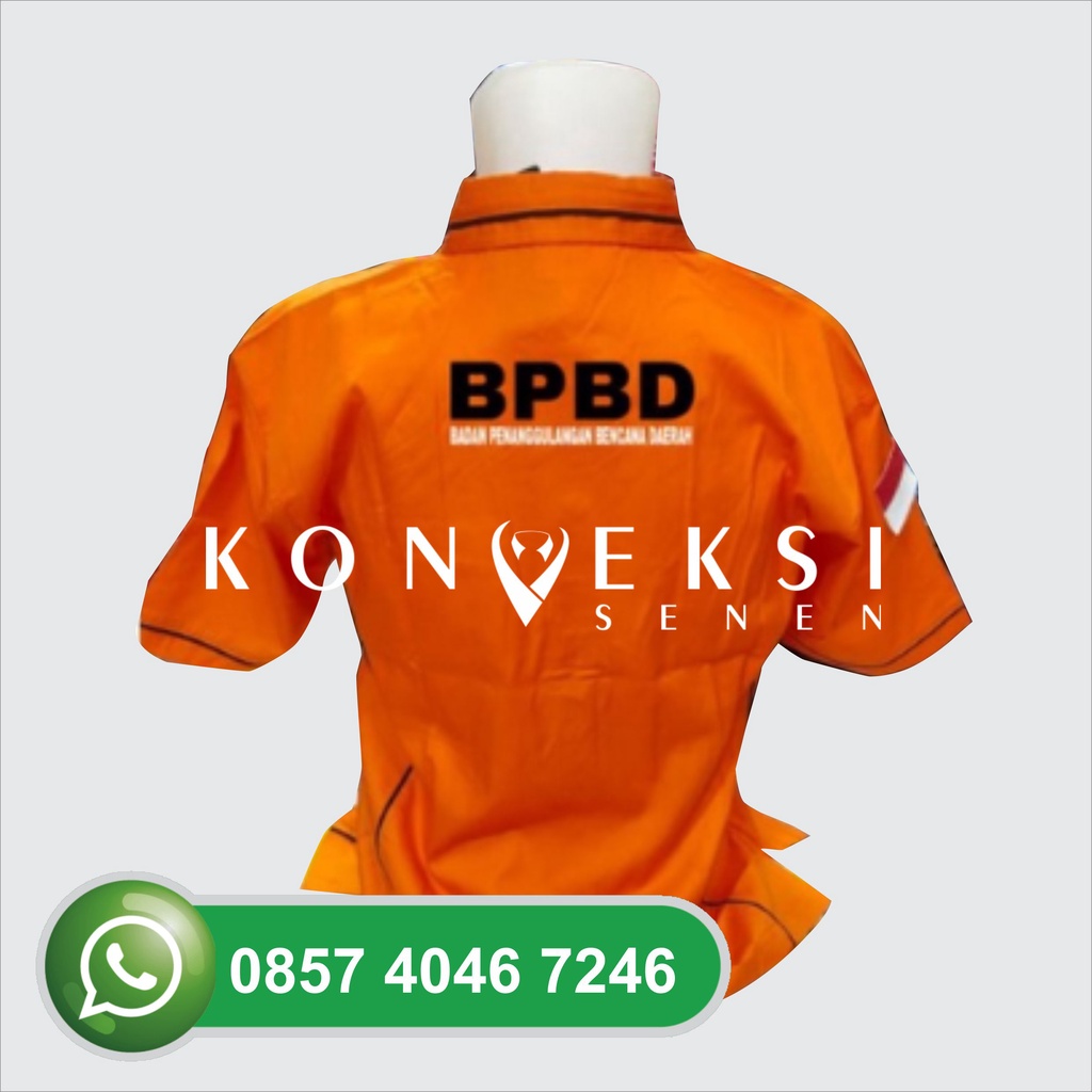 Kemeja BPBD | Baju BPBD | Seragam BPBD Full Bordir Lengan Pendek TERBARU