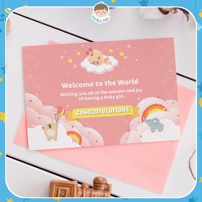 Heiby Baby Gift Card (Baby Girl) / Kartu Ucapan Bayi