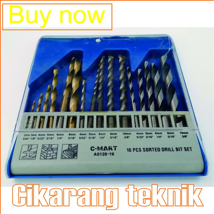 CMART MATA BOR BESI KAYU BETON TEMBOK SET 16 PCS TAIWAN