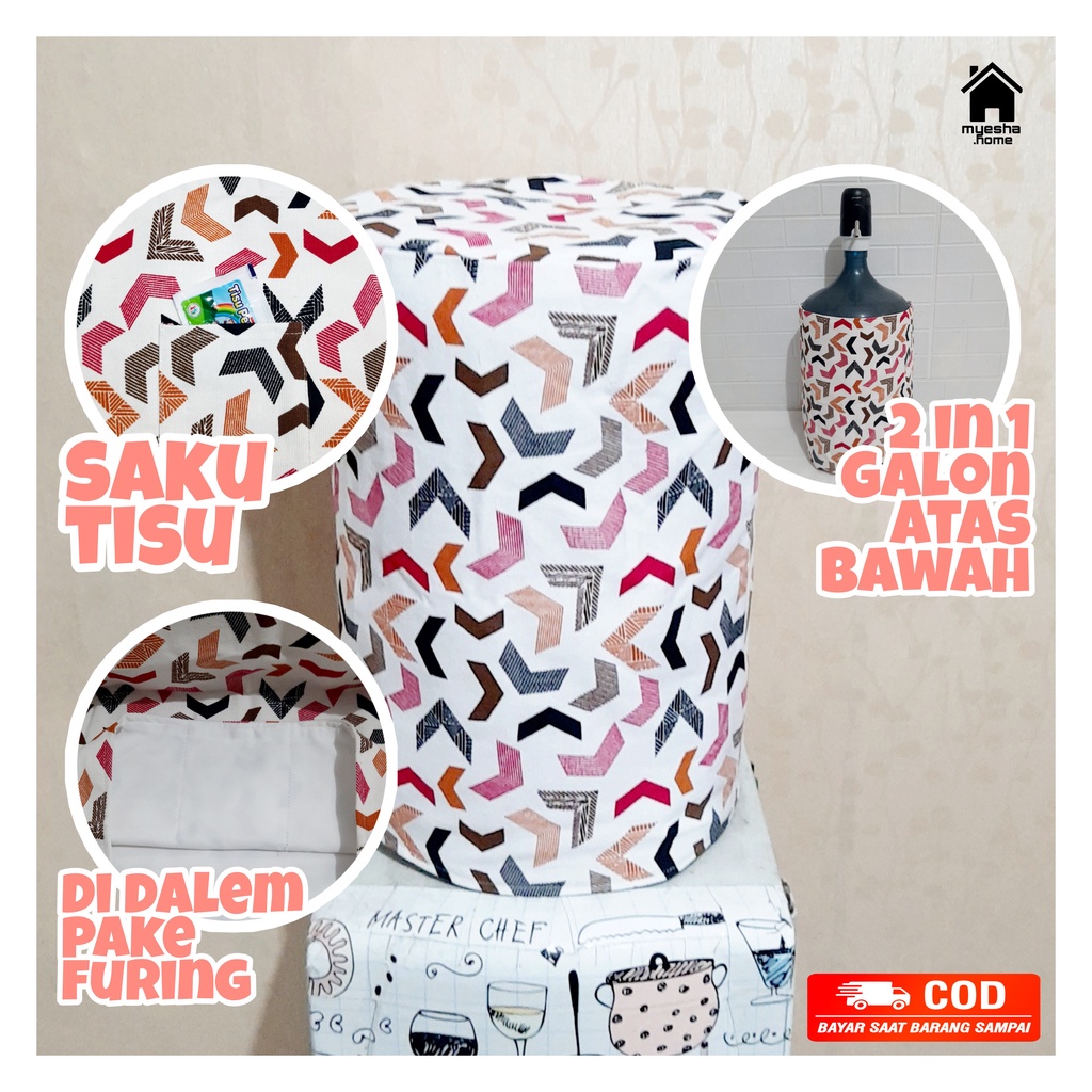 Cover Galon Dispenser Atas Sarung Galon Dispenser Bawah Motif Boomerang
