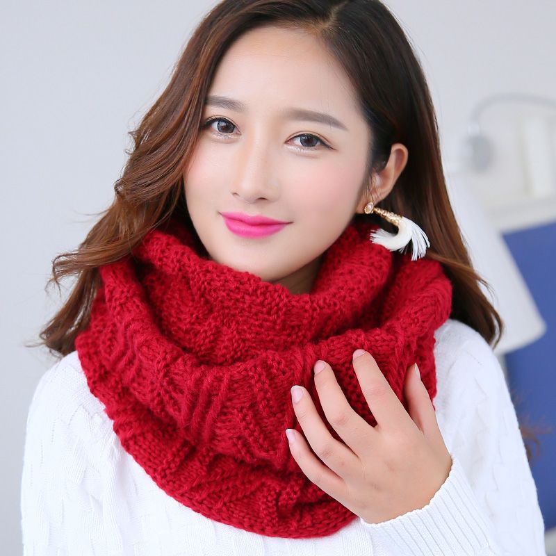 SCARF SYAL WANITA WINTER MUSIM DINGIN  IMPORT READY STOCK-Merah motif