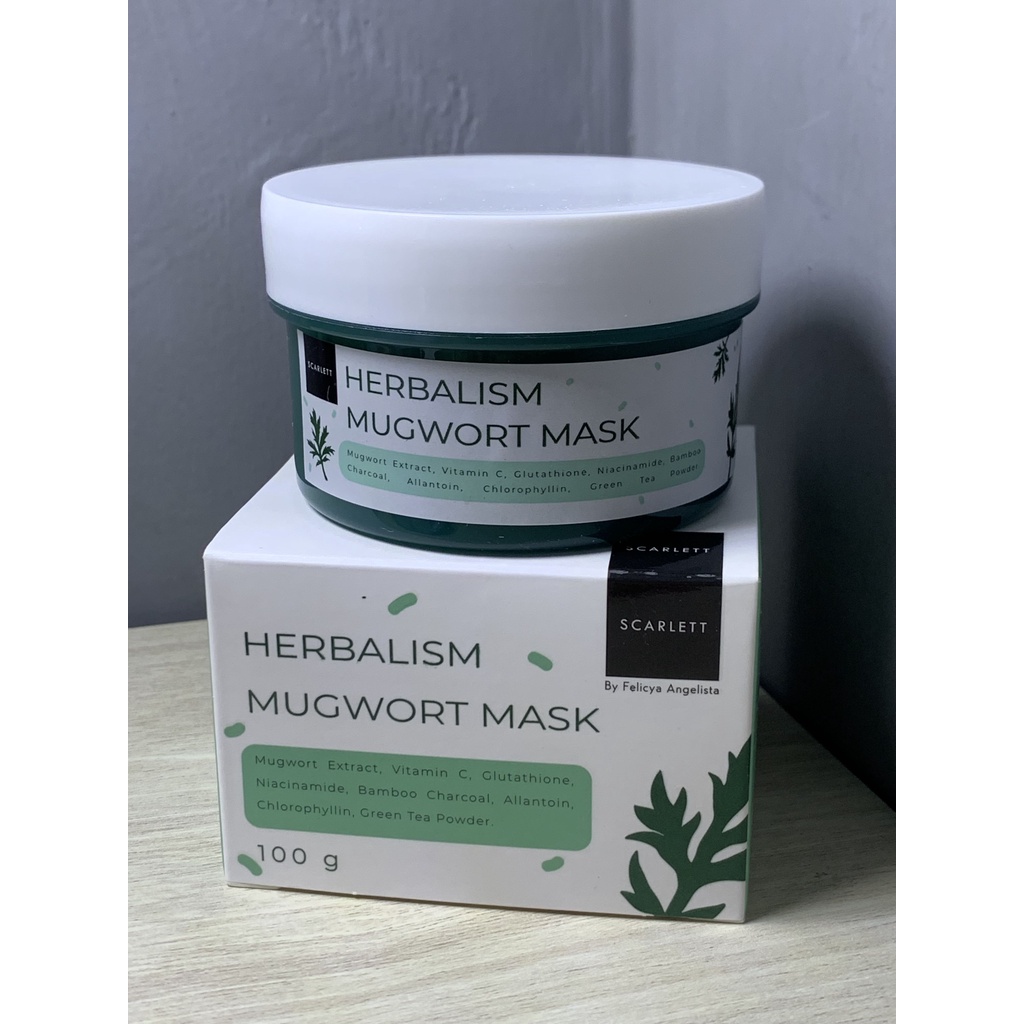 [COD] Scarlett Whitening Herbalism Mugwort Mask Perawatan Kulit Berminyak Mencegah Jerawat &amp; Komedo - ORIGINAL BPOM