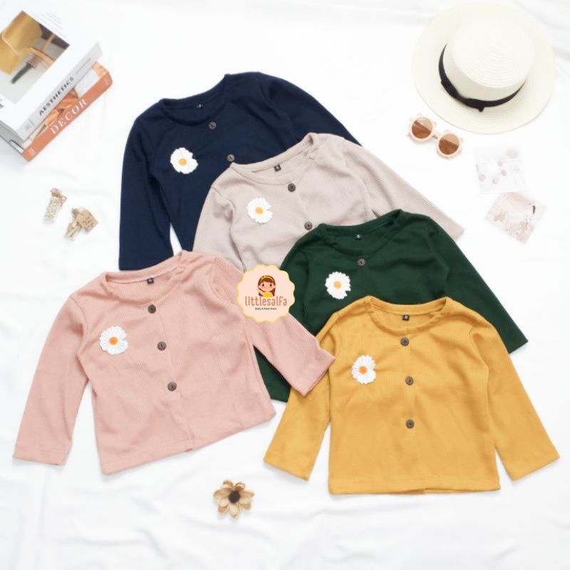 Cardigan Anak Perempuan 2-5 tahun | Cardigan Anak Bahan Waffle Uniqlo