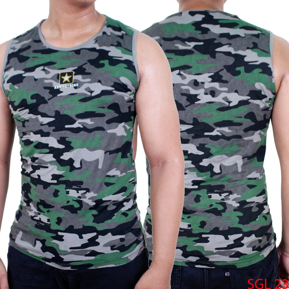 Singlet Kaos Dalaman Pria Motif Loreng Army-SGL 23