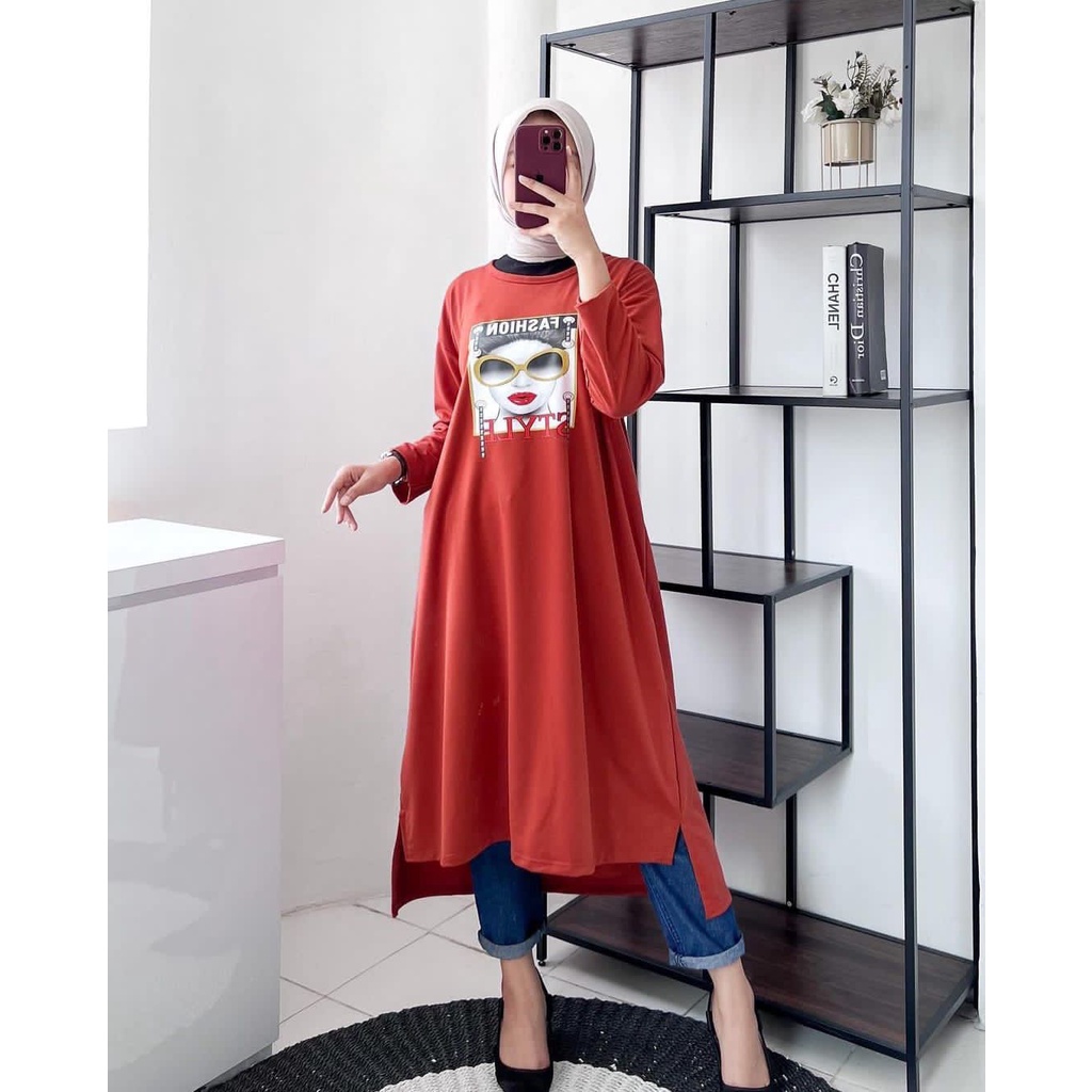 ELIZA LONGTUNIK KAOS WANITA PREMIUM BABY TERRY