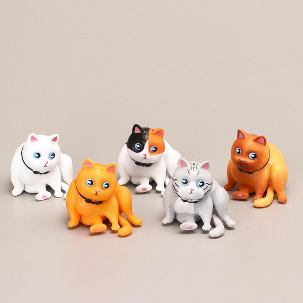 [Elegan] Kucing Action Figure Kucing PVC 5pcs/set Anime Mainan Lucu Dekorasi Rumah Patung Kecil Kartun Ornamen