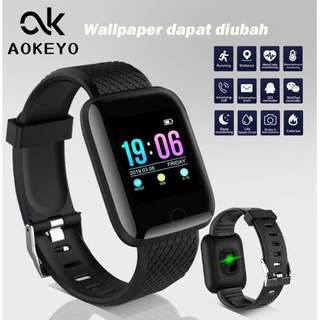 Aokeyo 116 Plus Smartwatch Bluetooth Smartband Fitness Tracker Colour Display HeartRate Waterproof Jam Tangan Pria Wanita Digital