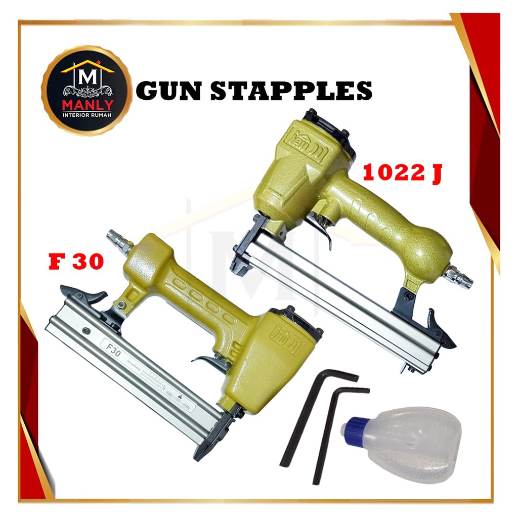 Mesin Tembak Air nailer F30 dan 1022 J Stapler Staples Mesin Tembak Model Lurus I dan Type U Air Paku Tembak F dan J / Gun Tracker / Pneumatic Nailer F DAN J