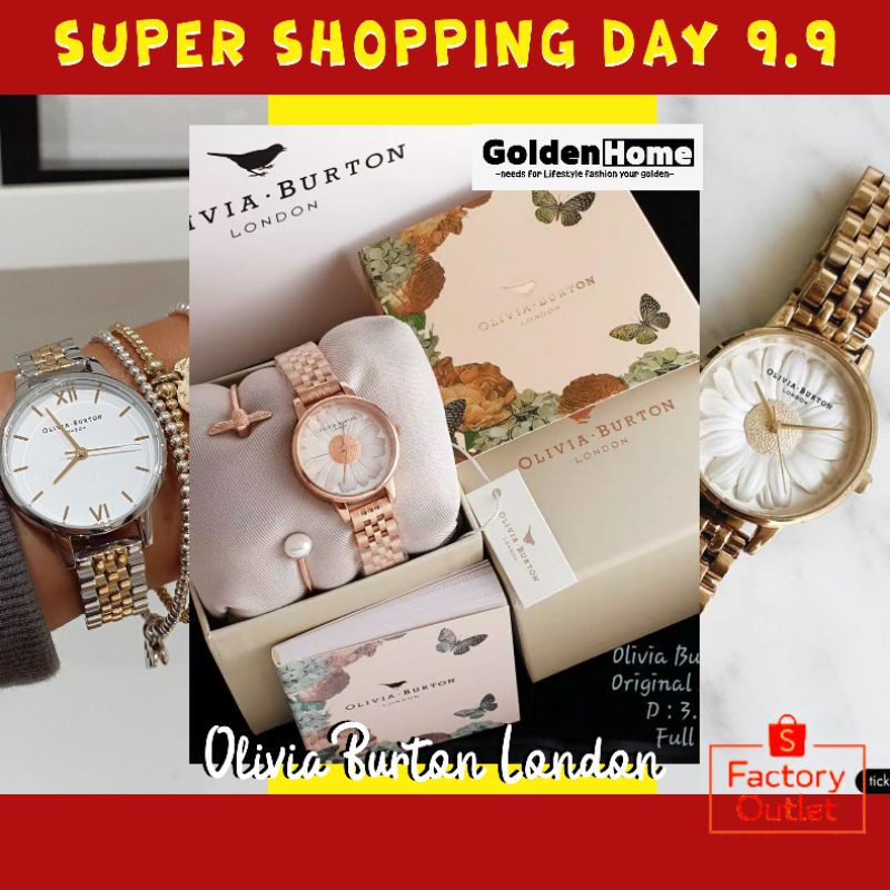 SALE Jam Tangan OLIVIA BURTON LONDON Wanita Watch Original 100% Fullset Chain Bracelet OB16FB01 /