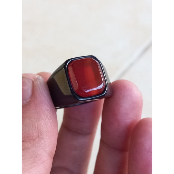 cincin pria cincin batu akik cempaka merah bengkul garansi asli