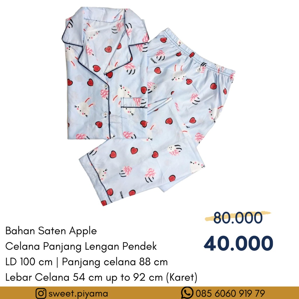 Piyama Lengan Pendek Bahan Saten Apple Fit To L Shopee Indonesia