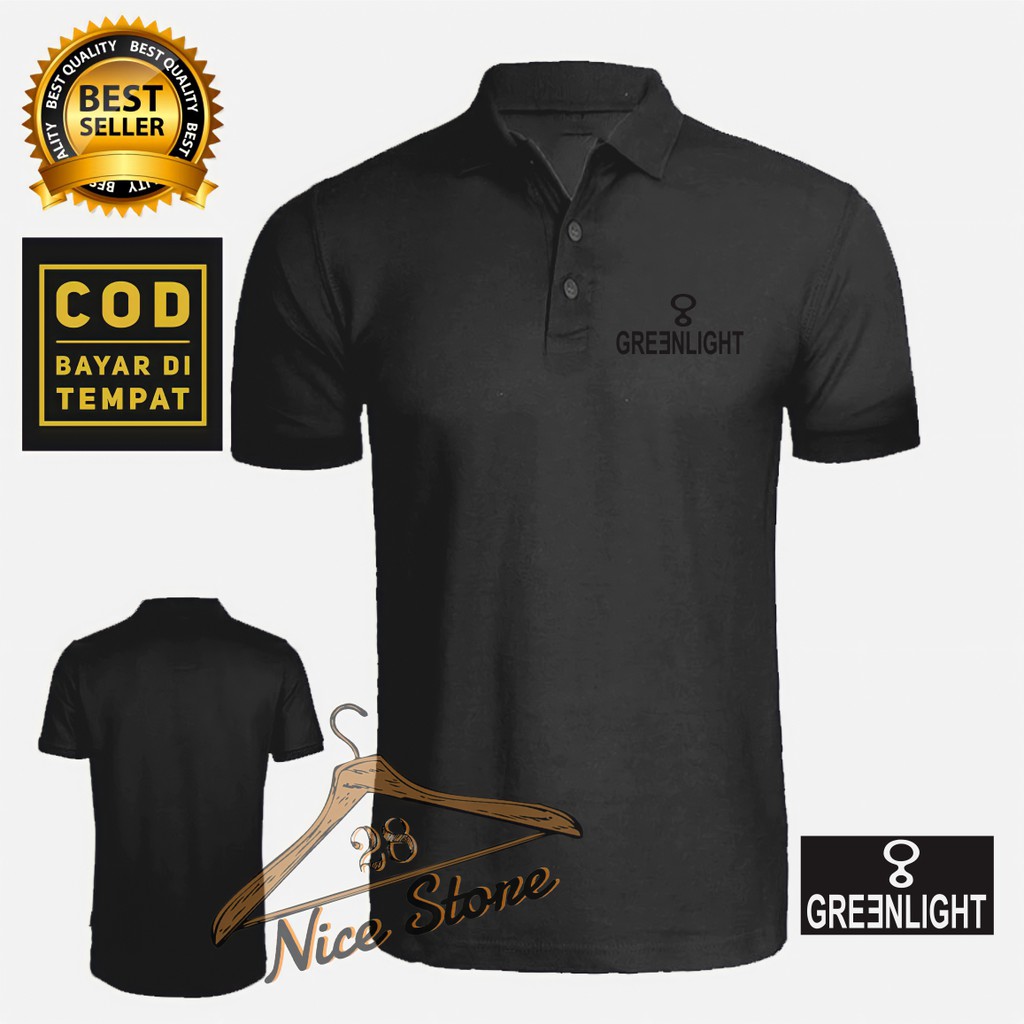 KAOS DISTRO KERAH / KAOS POLO GREENLIGHT KEREN PRINT BLACK PREMIUM