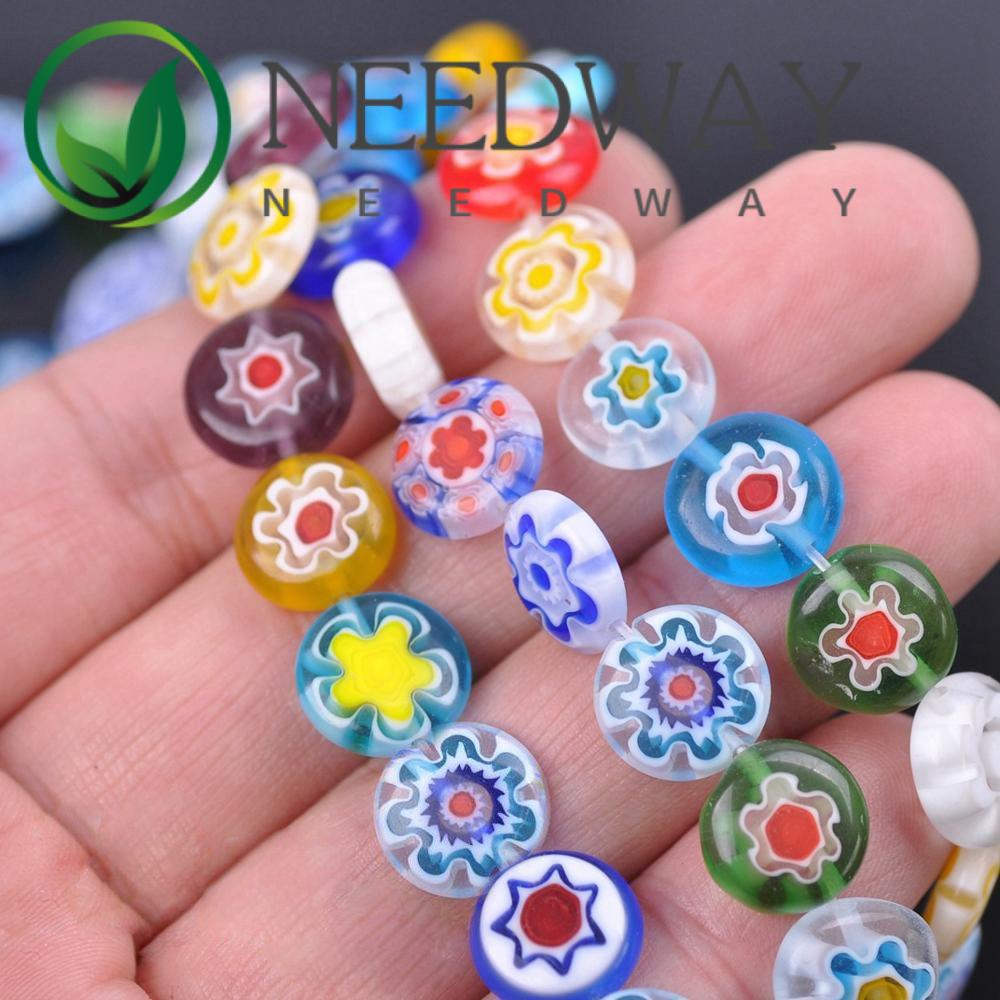 Needway  6mm 8mm 10mm DIY Jewelry Accessories Charms Jewelry Making Beads Charms Necklace Square Flat Bracelet Pendant Glass Sweet Acrylic Beads/Multicolor